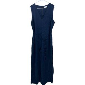 Ettitude Bamboo Lyocell Jumpsuit‎ Women’s XL Sateen Navy Blue Pockets NEW